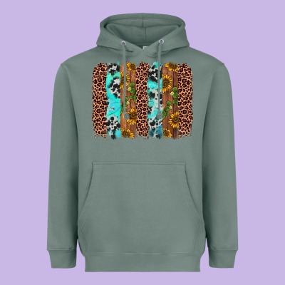 Sunflower Cactus Leopard Brushstroke Heavyweight Hoodie Designed By Adodesignshop