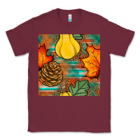 Burgundy fall pumpkins seamless pattern Classic Tee - BundleAndBundleShop