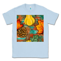 Dusty Blue fall pumpkins seamless pattern Classic Tee - BundleAndBundleShop
