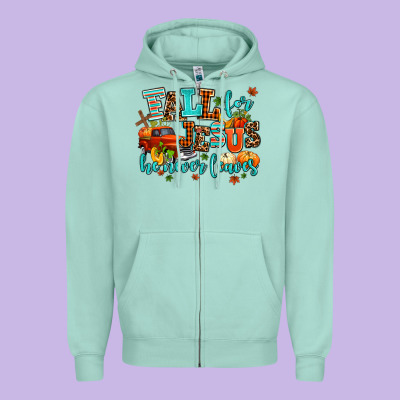 Fall For Jesus He Never Leaves Zipper Hoodie Designed By Adodesignshop