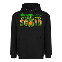 Black shenanigans squad gnomes shamrock gold leopard glitter Heavyweight Hoodie - Artiststas