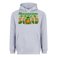 Heather Grey shenanigans squad gnomes shamrock gold leopard glitter Heavyweight Hoodie - Artiststas