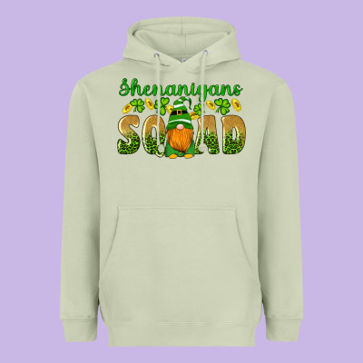 Shenanigans Squad Gnomes Shamrock Gold Leopard Glitter Heavyweight Hoodie Designed By Artiststas