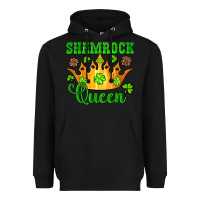 Black shamrock queen crown leopard glitter Heavyweight Hoodie - Artiststas