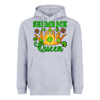 Heather Grey shamrock queen crown leopard glitter Heavyweight Hoodie - Artiststas