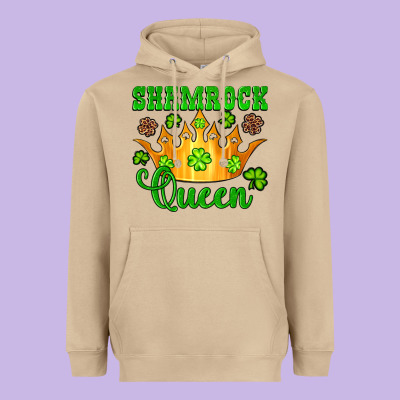 Shamrock Queen Crown Leopard Glitter Heavyweight Hoodie Designed By Artiststas