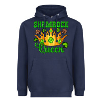 Navy shamrock queen crown leopard glitter Heavyweight Hoodie - Artiststas