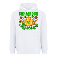 White shamrock queen crown leopard glitter Heavyweight Hoodie - Artiststas