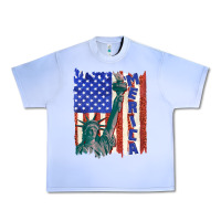 Grape Ice usa flag with statue of liberty Urban Heavy Tee - texasbilliewilder