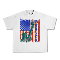Lunar Rock usa flag with statue of liberty Urban Heavy Tee - texasbilliewilder