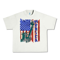 Pistachio usa flag with statue of liberty Urban Heavy Tee - texasbilliewilder