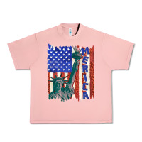 Salmon usa flag with statue of liberty Urban Heavy Tee - texasbilliewilder