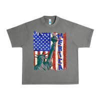 Usa Flag With Statue Of Liberty Urban Heavy Tee | Teevron