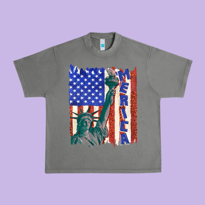 Urban Heavy Tee usa flag with statue of liberty