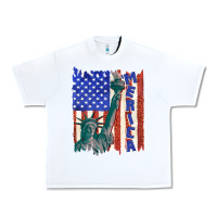 White usa flag with statue of liberty Urban Heavy Tee - texasbilliewilder
