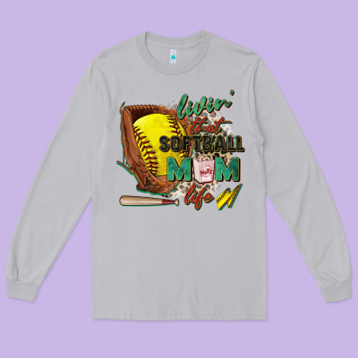 Livin' That Softball Mom Life Long Sleeve Tee Designed By Zillion Design Studio