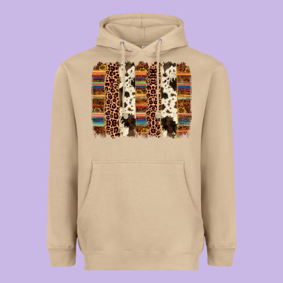 Serape Sunflower Cowhide Leopard Brushstroke Heavyweight Hoodie Designed By Adodesignshop
