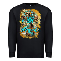 Black western cross blessed lily butterfly Premium Sweatshirt - BarkalooDesign