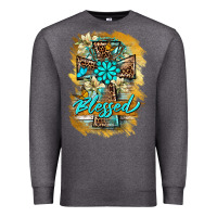 Charcoal Heather western cross blessed lily butterfly Premium Sweatshirt - BarkalooDesign