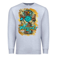 Heather Grey western cross blessed lily butterfly Premium Sweatshirt - BarkalooDesign