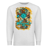 Oatmeal Heather western cross blessed lily butterfly Premium Sweatshirt - BarkalooDesign