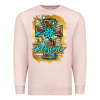 Pale Pink western cross blessed lily butterfly Premium Sweatshirt - BarkalooDesign