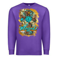 Purple western cross blessed lily butterfly Premium Sweatshirt - BarkalooDesign