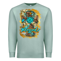 Seafoam western cross blessed lily butterfly Premium Sweatshirt - BarkalooDesign