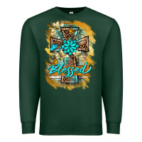 Sports Green western cross blessed lily butterfly Premium Sweatshirt - BarkalooDesign