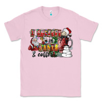Bubblegum Pink I Believe In Santa And Coffee Classic Tee - CowhideDigitalArt