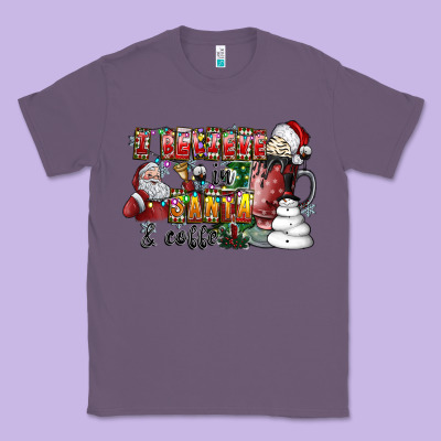 I Believe In Santa And Coffee Classic Tee Designed By Cowhidedigitalart