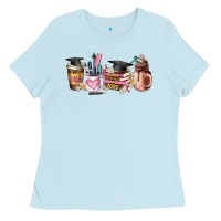 Baby Blue senior 2023 graduation coffee cups Ladies Tee - AdoDesignShop