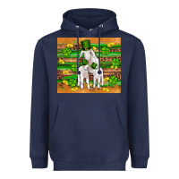Navy st patricks goat family shamrock gold serape leopard glitter wooden tu Heavyweight Hoodie - Artiststas
