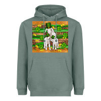 Sage st patricks goat family shamrock gold serape leopard glitter wooden tu Heavyweight Hoodie - Artiststas