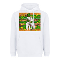 White st patricks goat family shamrock gold serape leopard glitter wooden tu Heavyweight Hoodie - Artiststas