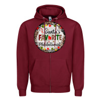 Burgundy christmas santas favorite phlebotomist light Zipper Hoodie - AdoDesignShop