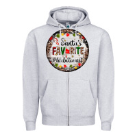 Heather Grey christmas santas favorite phlebotomist light Zipper Hoodie - AdoDesignShop
