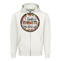 Oatmeal Heather christmas santas favorite phlebotomist light Zipper Hoodie - AdoDesignShop