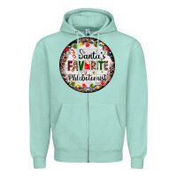 Seafoam christmas santas favorite phlebotomist light Zipper Hoodie - AdoDesignShop