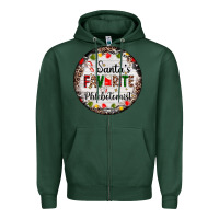 Sports Green christmas santas favorite phlebotomist light Zipper Hoodie - AdoDesignShop