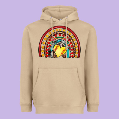 Softball Rainbow Heavyweight Hoodie Designed By Artiststas