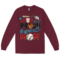 Burgundy loud and proud baseball mom Long Sleeve Tee - Zillion Design Studio