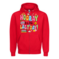 Red hooray for the last day black Zipper Hoodie - JahusDesignShop