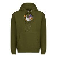 Army Green moon and mushrooms with sunflower Premium Hoodie - MaliasSmallBusiness