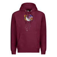 Burgundy moon and mushrooms with sunflower Premium Hoodie - MaliasSmallBusiness