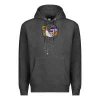 Charcoal Heather moon and mushrooms with sunflower Premium Hoodie - MaliasSmallBusiness