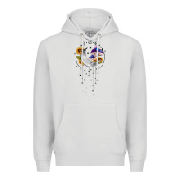 Dove Grey moon and mushrooms with sunflower Premium Hoodie - MaliasSmallBusiness