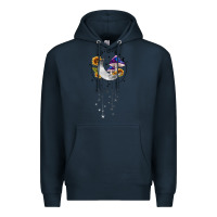 Navy moon and mushrooms with sunflower Premium Hoodie - MaliasSmallBusiness
