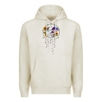 Oatmeal Heather moon and mushrooms with sunflower Premium Hoodie - MaliasSmallBusiness