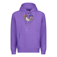 Purple moon and mushrooms with sunflower Premium Hoodie - MaliasSmallBusiness
